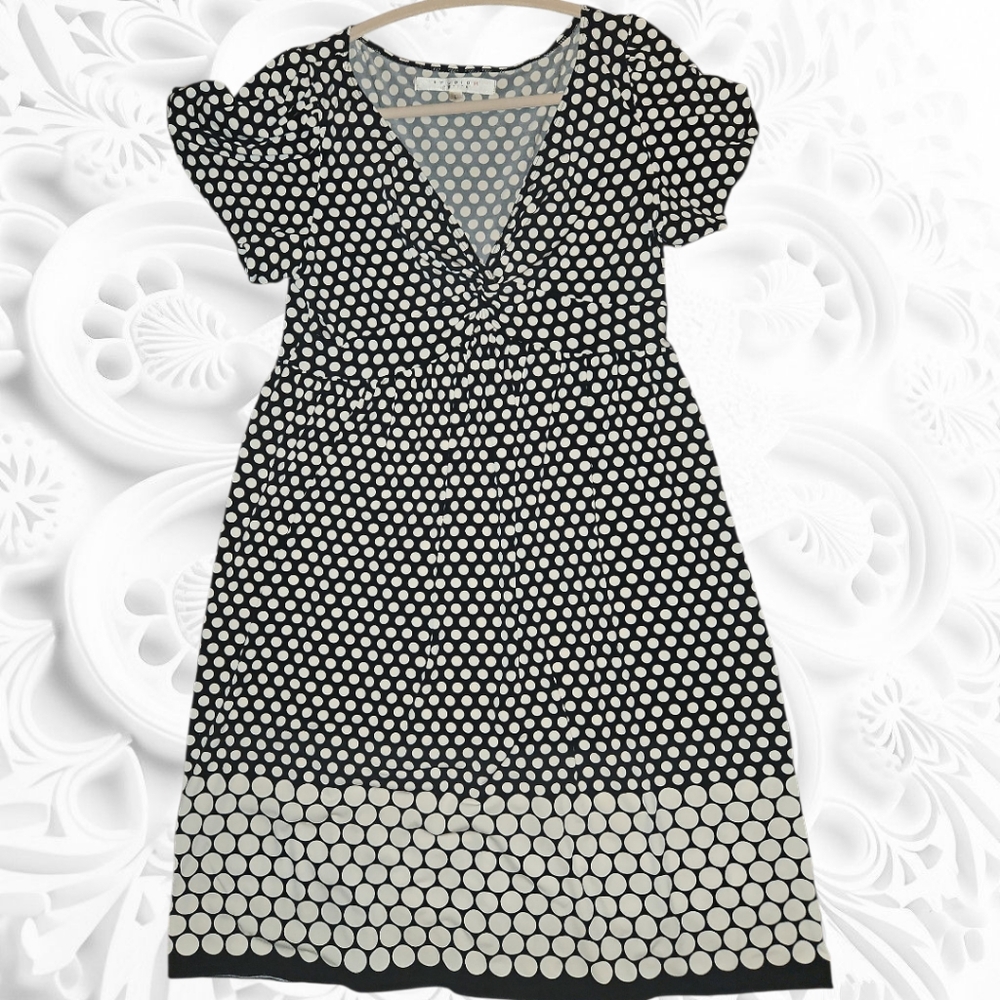 Studio M Black and White Polka Dot Midi Dress